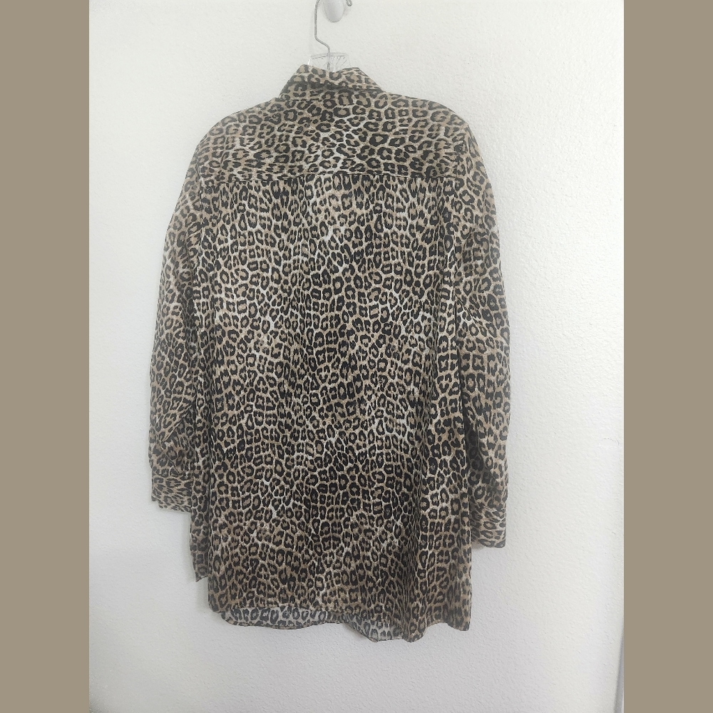 Chico's Leopard Print Long Line Button Front Shir… - image 3